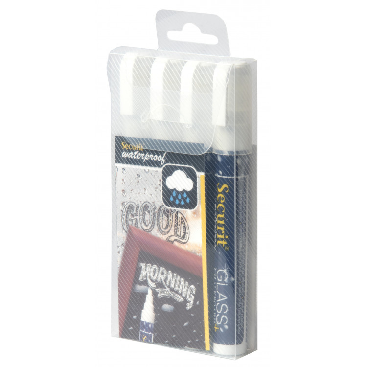 Feutres craie blanc waterproof blanc Securit (4 pièces)