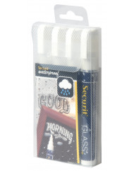 Feutres craie blanc waterproof blanc Securit (4 pièces)