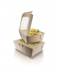 Boîte rectangulaire beige 12,5x12,5x6 cm 75 cl Huhtamaki (140 pièces)