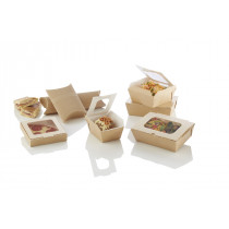 Boîte rectangulaire beige 12,5x12,5x6 cm 75 cl Huhtamaki (140 pièces)