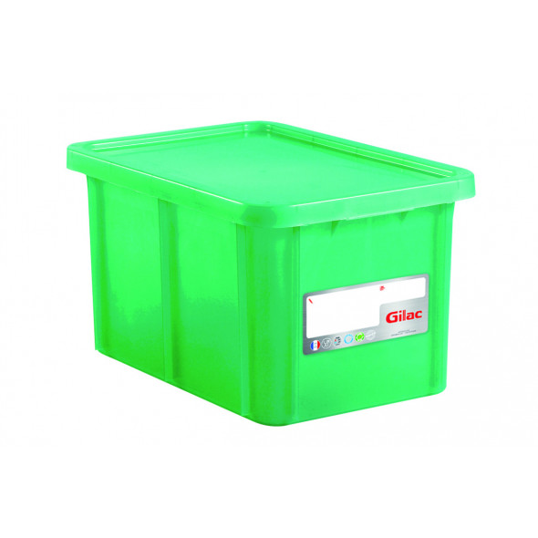 Bac gerbable Avec couvercle vert plastique 60x40x33 cm 55 L fond plein parois pleines Gilac
