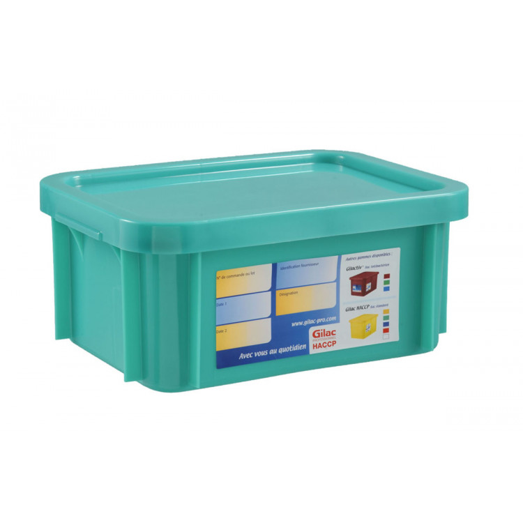 Bac gerbable Avec couvercle vert plastique 40x30x23,5 cm 15 L fond plein parois pleines Gilac