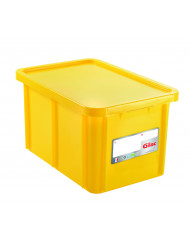 Bac gerbable Avec couvercle jaune plastique 60x40x33 cm 55 L fond plein parois pleines Gilac
