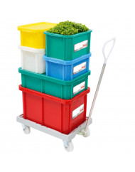 Bac gerbable Avec couvercle jaune plastique 60x40x33 cm 55 L fond plein parois pleines Gilac