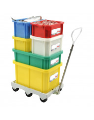 Bac gerbable Avec couvercle jaune plastique 60x40x33 cm 55 L fond plein parois pleines Gilac