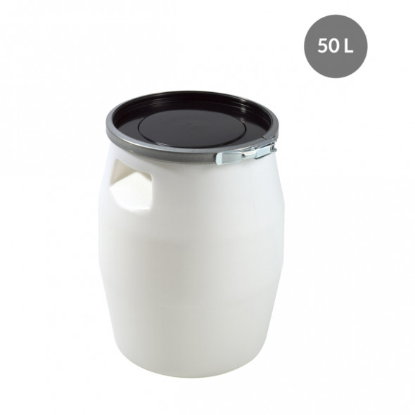 Fût avec couvercle Avec couvercle blanc plastique Ø 39,3 cm 54 cm 50 L fond plein parois pleines Gilac