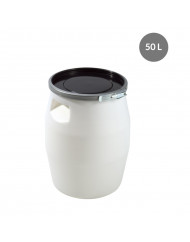 Fût avec couvercle Avec couvercle blanc plastique Ø 39,3 cm 54 cm 50 L fond plein parois pleines Gilac
