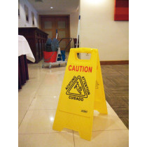 Panneau avertissement sol glissant rectangulaire jaune 28 cm Probbax
