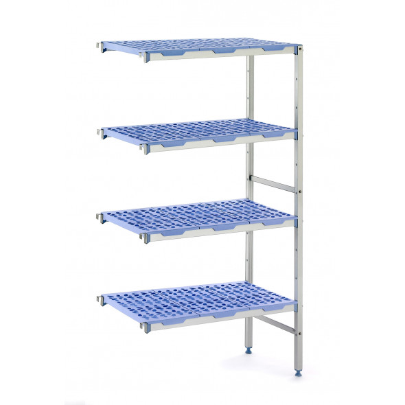 Rayonnage additionnel 4 niveaux aluminium anodisé 115,1 cm x 175 cm 150 kg 4 étagères Tournus