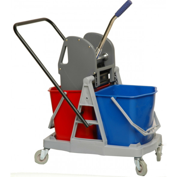 Chariot de ménage avec presse 2 seaux gris 17,5 L Thomas