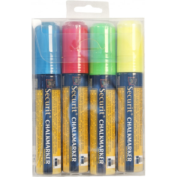 Feutres craie couleur pointe large bleu Securit (4 pièces)