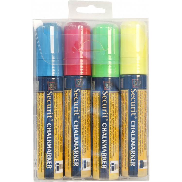 Feutres craie couleur pointe large bleu Securit (4 pièces)