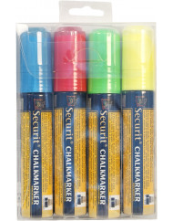 Feutres craie couleur pointe large bleu Securit (4 pièces)