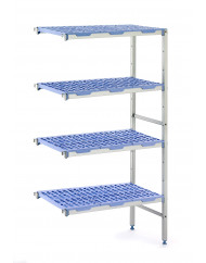 Rayonnage additionnel 4 niveaux aluminium anodisé 155,3 cm x 175 cm 150 kg 4 étagères Tournus