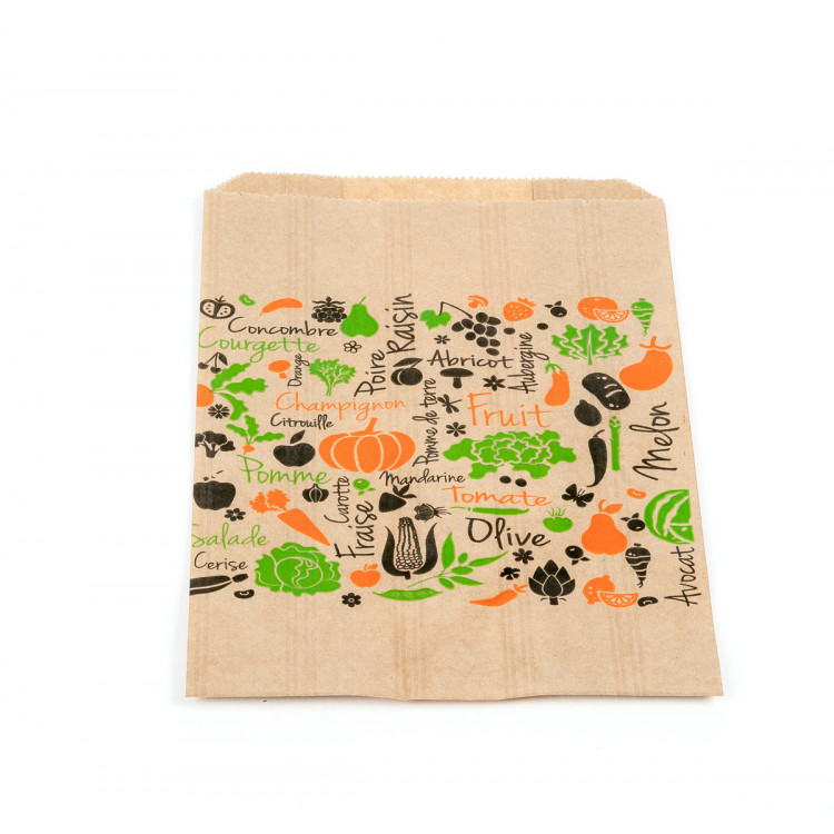 Sac à fruits et légumes papier beige 200x90x350 mm (1000 pièces)