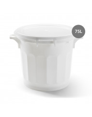 Couvercle plat pour bac 75 L rond blanc plastique Ø 61 cm 8,5 cm Gilac