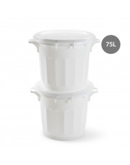 Couvercle plat pour bac 75 L rond blanc plastique Ø 61 cm 8,5 cm Gilac