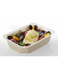 Barquette rectangulaire beige 19,2x13,7x4,1 cm 75 cl Barquettes Food Alphaform (65 pièces)