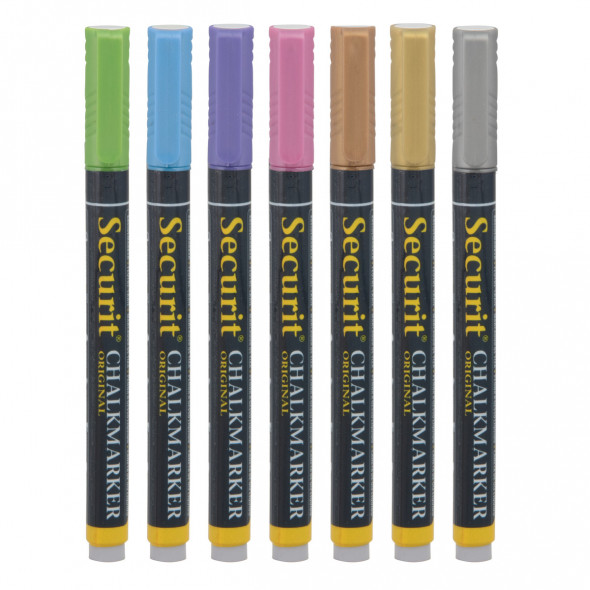 Feutres craie métalisés pointe fine panaché Securit (7 pièces)
