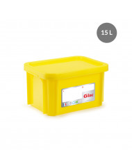 Bac gerbable Avec couvercle jaune plastique 40x30x23,5 cm 15 L fond plein parois pleines Gilac