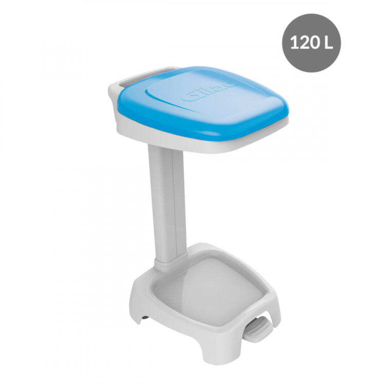 Support sac poubelle plastique 120 L bleu Gilac