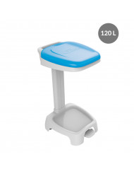 Support sac poubelle plastique 120 L bleu Gilac
