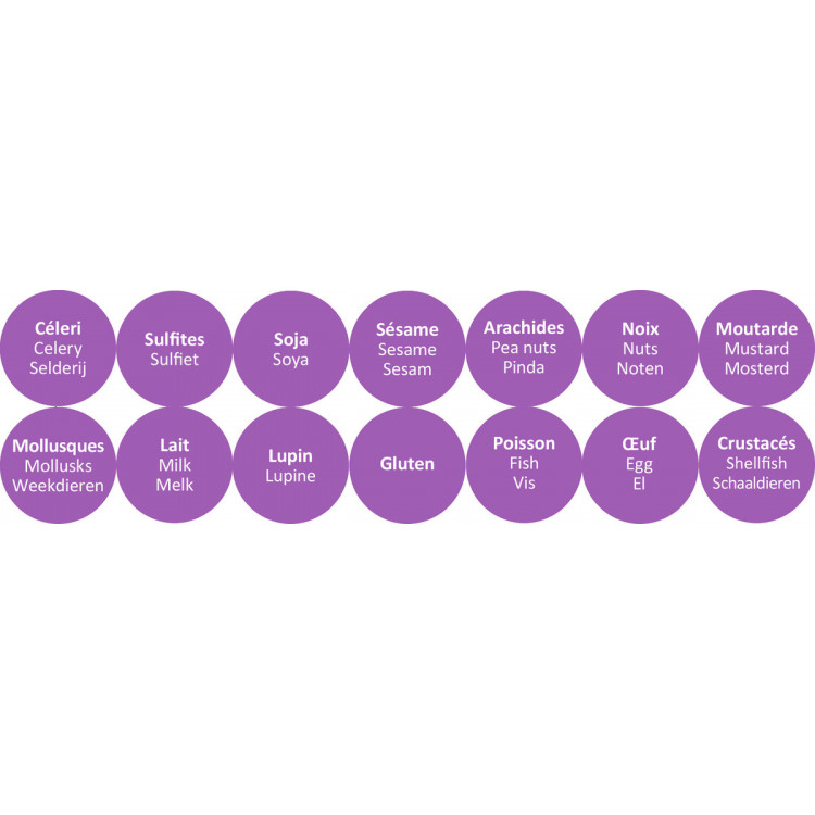 Boîte de 14x1000 étiquettes allergènes papier Ø 2,5 cm Non repositionnable Décollable Pro.cooker (14000 pièces)