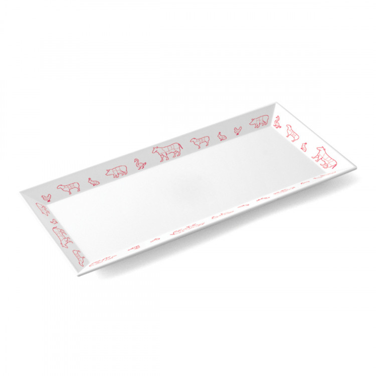 Plat rectangulaire blanc mélamine 35 cm Plastorex