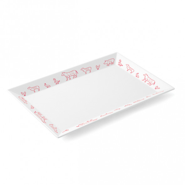 Plat rectangulaire blanc mélamine 29 cm Plastorex