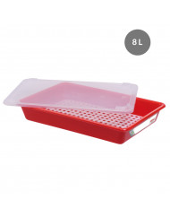 Bac plat HACCP Avec couvercle rouge plastique 49x33,7x9 cm 8 L fond plein parois pleines Gilac