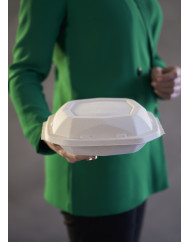 Boîte octogonal beige 15,2x15,2x3,8 cm 40 cl Octabagasse Duni (50 pièces)