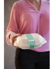 Boîte octogonal marron 22,4x22,4x4,2 cm 100 cl Octabagasse Duni (50 pièces)