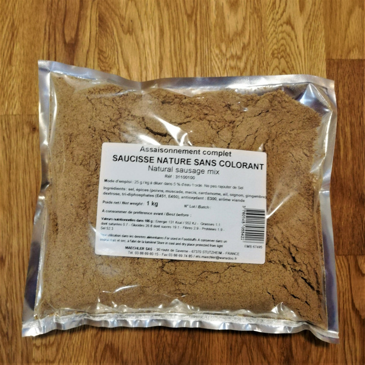 Complet saucisse nature sans colorant brun sachet