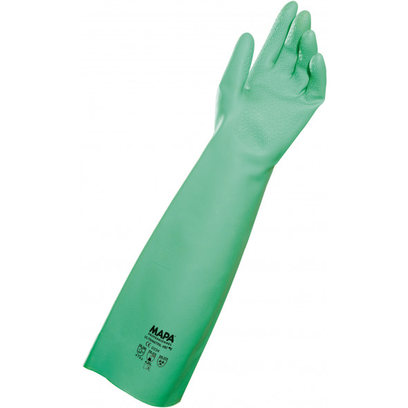 Paire de gants longue manchette vert 9 Ultranitril 480 Mapa