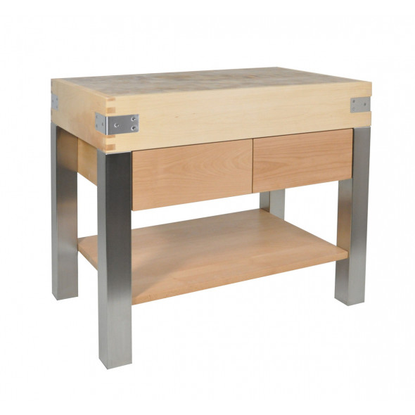 Billot ilot sur pieds 100x60x90 cm Sans rigole Non réversible Sur pied(s)