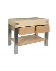 Billot ilot sur pieds 100x60x90 cm Sans rigole Non réversible Sur pied(s)