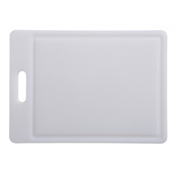 Planche à découper polyéthylène haute densité (pehd) blanc 35x25 cm Avec rigole Non réversible Pro.cooker