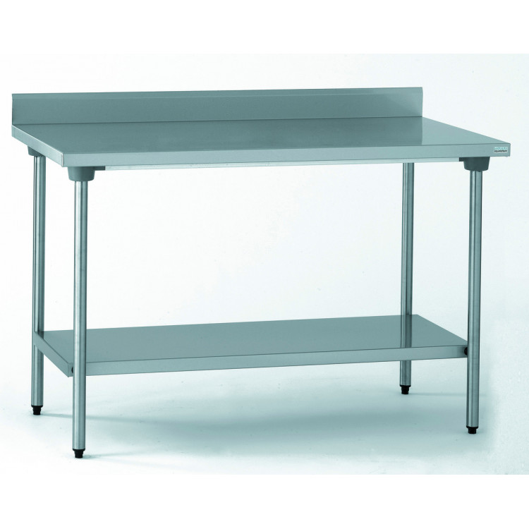 Table avec dosseret et étagère inox 120x70x90 cm Avec dosseret Avec étagère Tournus