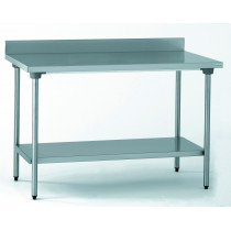Table avec dosseret et étagère inox 140x70x90 cm Avec dosseret Avec étagère Tournus