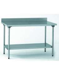 Table avec dosseret et étagère inox 140x70x90 cm Avec dosseret Avec étagère Tournus
