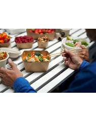 Boîte carré marron 11,3x11,3x5 cm 51 cl Viking Duni (300 pièces)