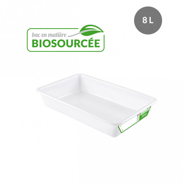 Bac plat Sans couvercle blanc plastique 48,5x33,5x7,5 cm 8 L fond plein parois pleines Gilac