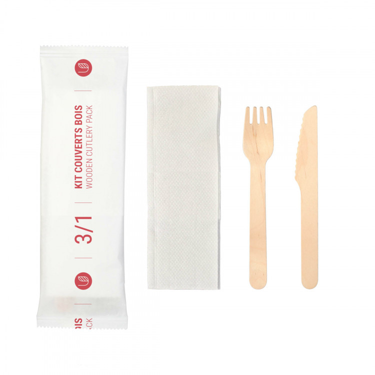 Kit de couverts jetables beige (550 pièces)