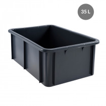 Bac gerbable Sans couvercle gris plastique 60x40x21,7 cm 35 L fond plein parois pleines Gilac
