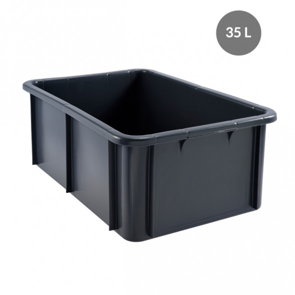 Bac gerbable Sans couvercle gris plastique 60x40x21,7 cm 35 L fond plein parois pleines Gilac