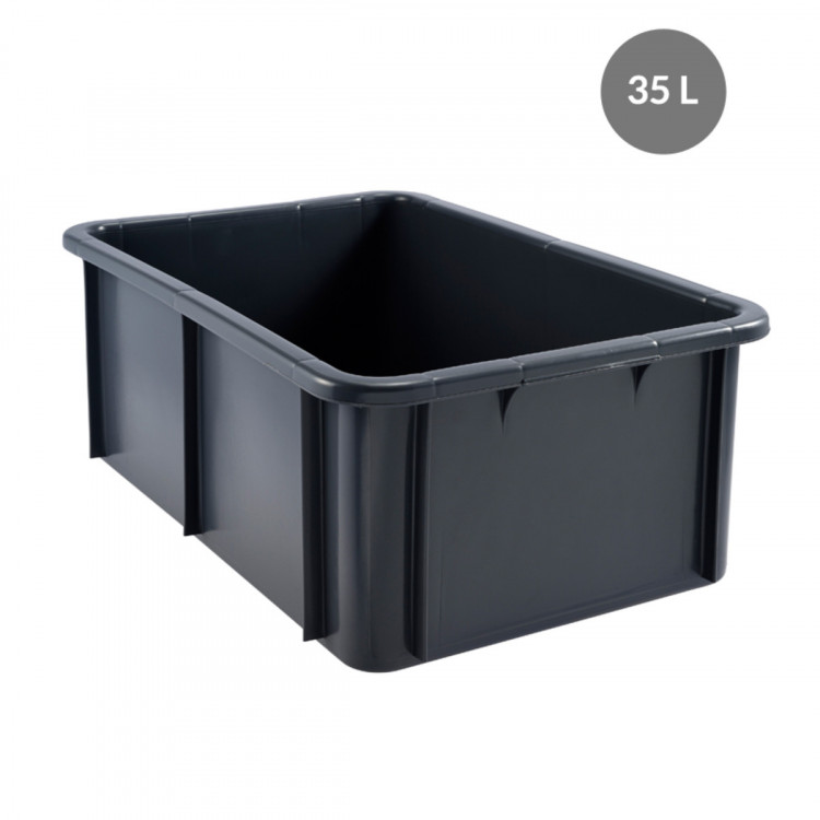 Bac gerbable Sans couvercle gris plastique 60x40x21,7 cm 35 L fond plein parois pleines Gilac