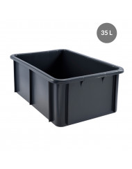 Bac gerbable Sans couvercle gris plastique 60x40x21,7 cm 35 L fond plein parois pleines Gilac