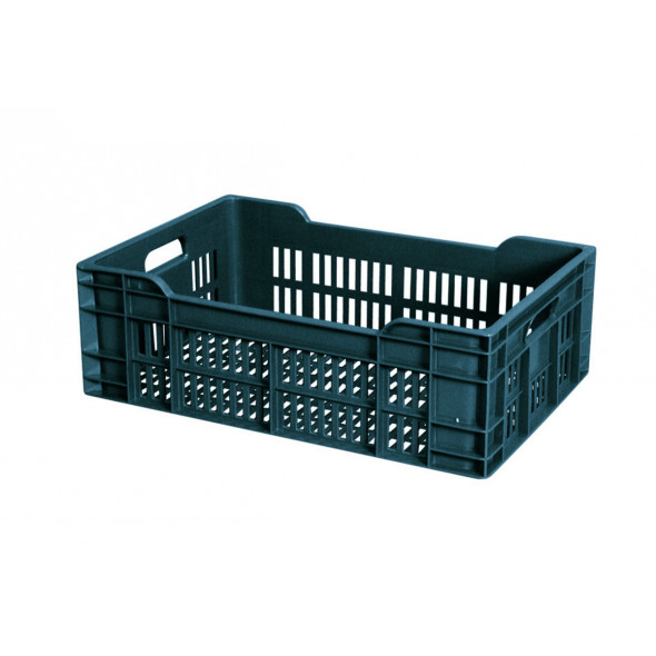 Caisse ajourée Sans couvercle gris plastique 60x40x20 cm 40 L fond ajouré parois ajourées Gilac