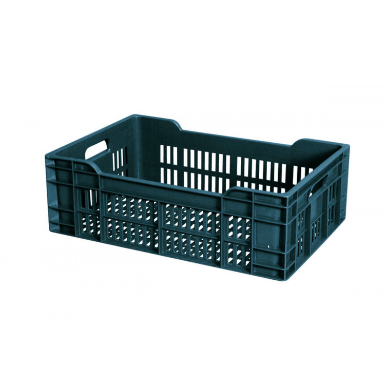 Caisse ajourée Sans couvercle gris plastique 60x40x20 cm 40 L fond ajouré parois ajourées Gilac