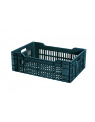 Caisse ajourée Sans couvercle gris plastique 60x40x20 cm 40 L fond ajouré parois ajourées Gilac